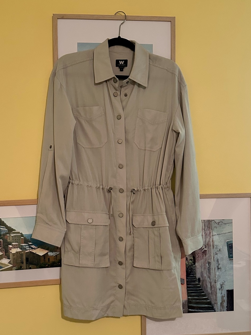 W by Worth Utility Shirt Jacket in Sage Green